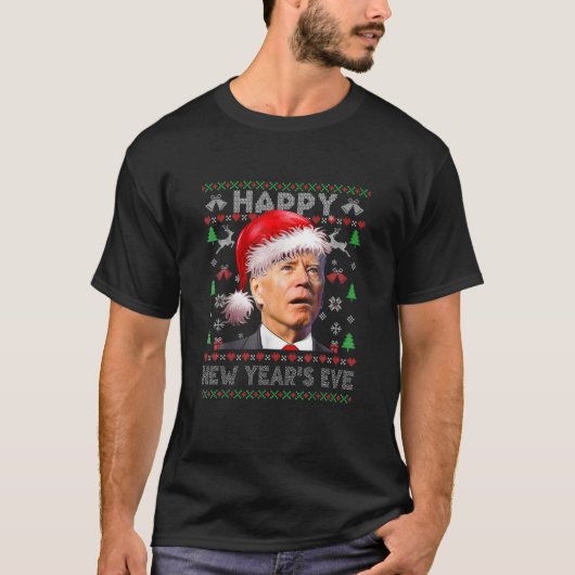 Santa Joe Biden Happy New Year's Eve Ugly Christma T-shirt (Voorkant)