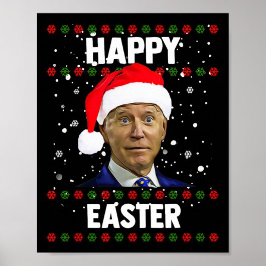 Santa Joe Biden Happy Paast Ugly met Kerstmis Poster (Voorkant)