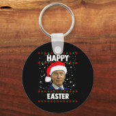 Santa Joe Biden Happy Paast Ugly met Kerstmis Sleutelhanger (Voorkant)
