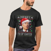 Santa Joe Biden Merry 4 e paasfeest met een lelijk T-shirt (Voorkant)