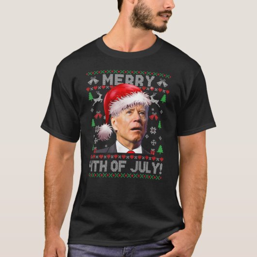 Santa Joe Biden Merry 4 juli Ugly Sweater (OP T-shirt (Voorkant)