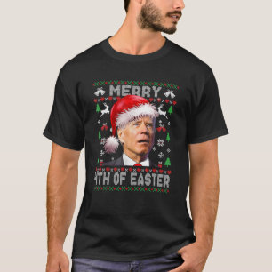 Santa Joe Biden Merry 4th of Easter Ugly Kerstmis T-shirt