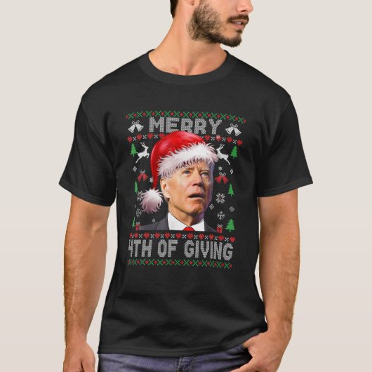 Santa Joe Biden Merry 4th van het lelijke kerstfee T-shirt (Voorkant)