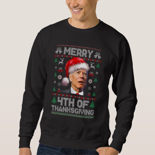 Santa Joe Biden Merry Thanksgiving Ugly Kerstmis Trui (Voorkant)