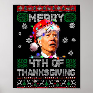 Santa Joe Biden Prettig 4de Thanksgiving Hulpbronn Poster
