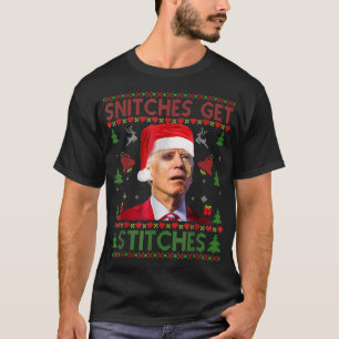 Santa Joe Biden Snitches-Get-Stitches Kerstmis Ug T-shirt