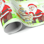 Santa Joins Vist fans voor Kerstmis Cheer! Cadeaupapier (Rol Hoek)
