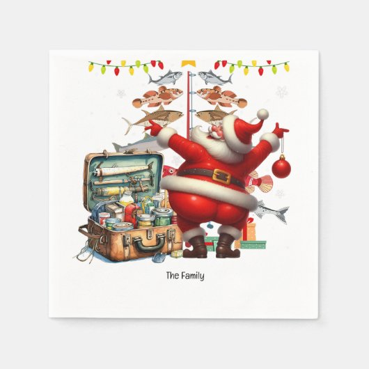 Santa Joins Vist fans voor Kerstmis Cheer! Servet (Voorkant)