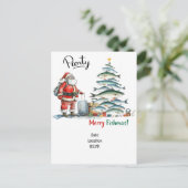 Santa Joins Vist fans voor Kerstmis Cheer! Uitnodiging Briefkaart (Staand voorkant)