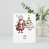 Santa Joins Vist fans voor Kerstmis Cheer! Uitnodiging Briefkaart (Staand voorkant)