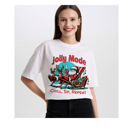 Santa “Jolly Mode: Chill, Sip, Repeat” Christmas Tri-Blend Shirt