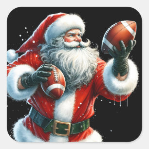 Santa jongleren Footballs voor kerst Vierkante Sticker
