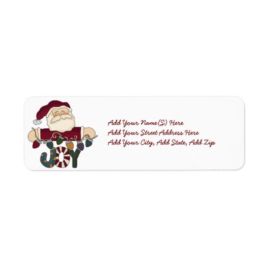 Santa Joy Holiday Retour Adreslabels Etiket (Voorkant)