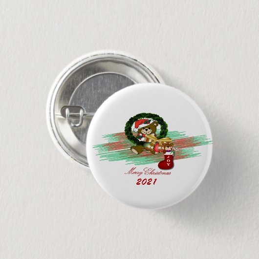 Santa Joy Sock Kerstbadge Ronde Button 3,2 Cm (Voorkant /achterkant)