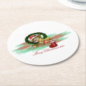 Santa Joy Sock Kerstmis Papier Onderzetter (Gebogen)