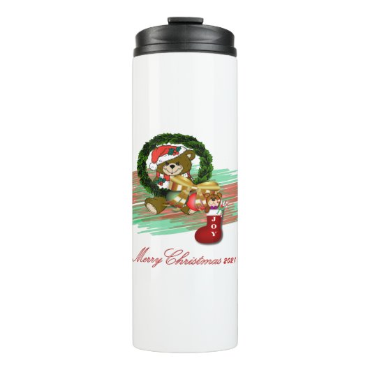 Santa Joy Sock Kerstmis Thermische Tumbler Thermosbeker (Voorkant)