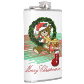 Santa Joy Sock Kerstmis Vinyl Verpakte Flask Heupfles (Rechts)