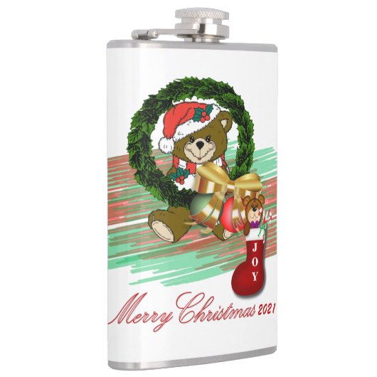 Santa Joy Sock Kerstmis Vinyl Verpakte Flask Heupfles (Rechts)