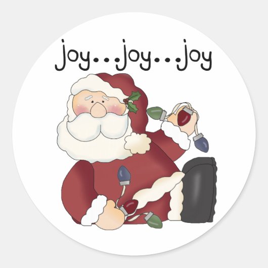Santa Joy T-shirts en geschenken Ronde Sticker (Voorkant)
