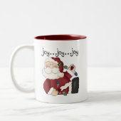 Santa Joy T-shirts en geschenken Tweekleurige Koffiemok (Links)