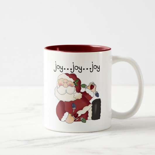 Santa Joy T-shirts en geschenken Tweekleurige Koffiemok (Rechts)