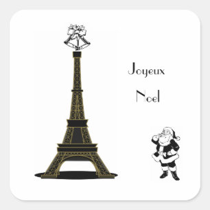 Santa Joyeux Noel Paris Franse Kerstmis Vierkante Sticker