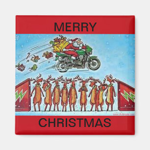 Santa Jumping Reindeer op een koelkast Magnet