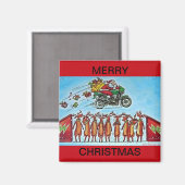 Santa Jumping Rendier op een koelkast magneet (Voorkant / Achterkant)