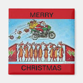 Santa Jumping Rendier op een koelkast magneet (Voorkant)