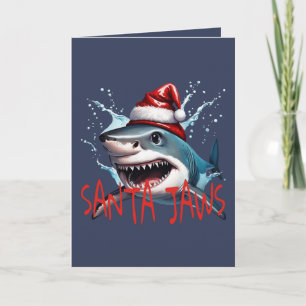 Santa Kaken Pun Quote Kerstmis Haai Cartoon Kunst Feestdagen Kaart