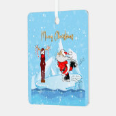 Santa kan geen Schaats Christmas Photo Tree Orname Metalen Ornament (Voorkant links)