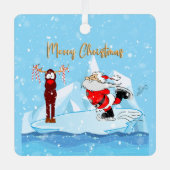Santa kan geen Schaats Christmas Photo Tree Orname Metalen Ornament (Voorkant)