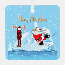 Santa kan geen Schaats Christmas Photo Tree Orname Metalen Ornament