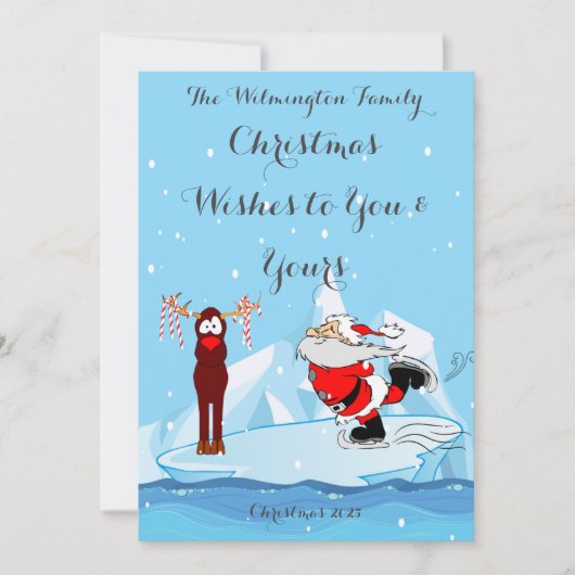 Santa kan geen Schaats Flat Wenskaart Kaart (Voorkant)