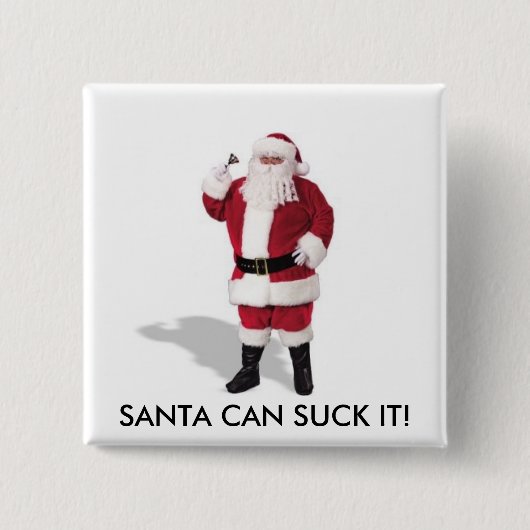 SANTA KAN HET ZOEKEN! VIERKANTE BUTTON 5,1 CM (Voorkant)