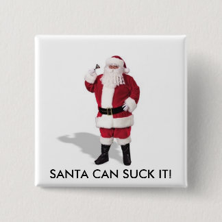 SANTA KAN HET ZOEKEN! VIERKANTE BUTTON 5,1 CM