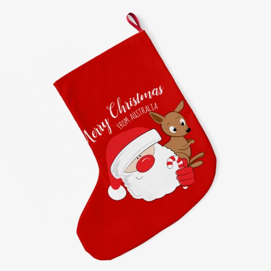 Santa & Kangaroo Grote Kerstsok (Achterkant (Hangend))