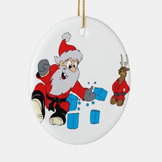 santa karate chipping ice keramisch ornament (Rechts)