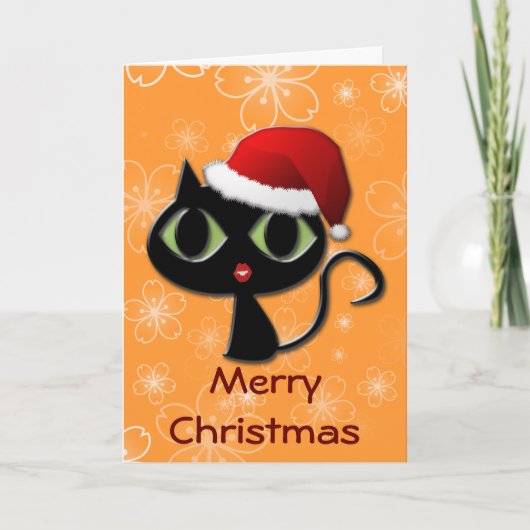 Santa kat feestdagen kaart (Voorkant)