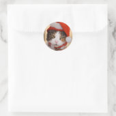 Santa Kat | Kerst Pookie de Kat Ronde Sticker (Tas)