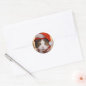 Santa Kat | Kerst Pookie de Kat Ronde Sticker (Envelop)