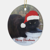 Santa Kat: kerstversiering Keramisch Ornament (Links)