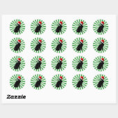 Santa Kat met groene strepen Ronde Sticker (Vel)