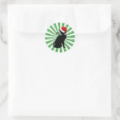 Santa Kat met groene strepen Ronde Sticker (Tas)