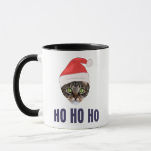 Santa Kat met Sinterklaas hoed, Ho Ho ho Uitnodigi Mok