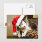 Santa Kat Painterly Feestdagenkaart (Voorkant / Achterkant)