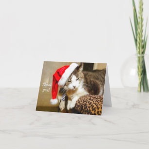 Santa Kat Painterly Hartelijk dank Feestdagen Kaart