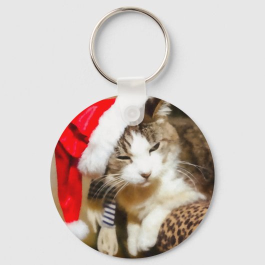 Santa Kat Painterly Sleutelhanger (Voorkant)