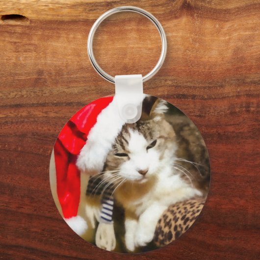 Santa Kat Painterly Sleutelhanger (Voorkant)