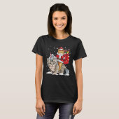 Santa Kat Riding Caticorn Kerstmis Meowy Catmas T-shirt (Voorkant volledig)